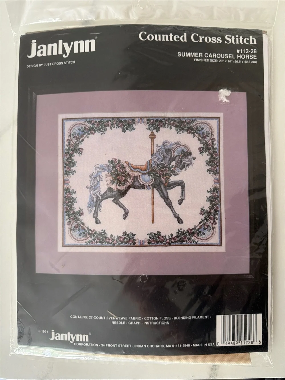 Counted Cross Stitch - Summer Carousel Horse in Mauve